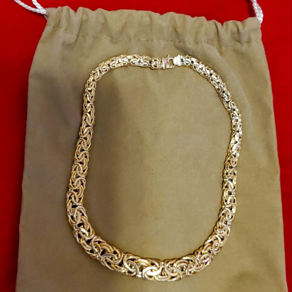 14k  yellow gold  Italy byzantine  link chain 17 inches